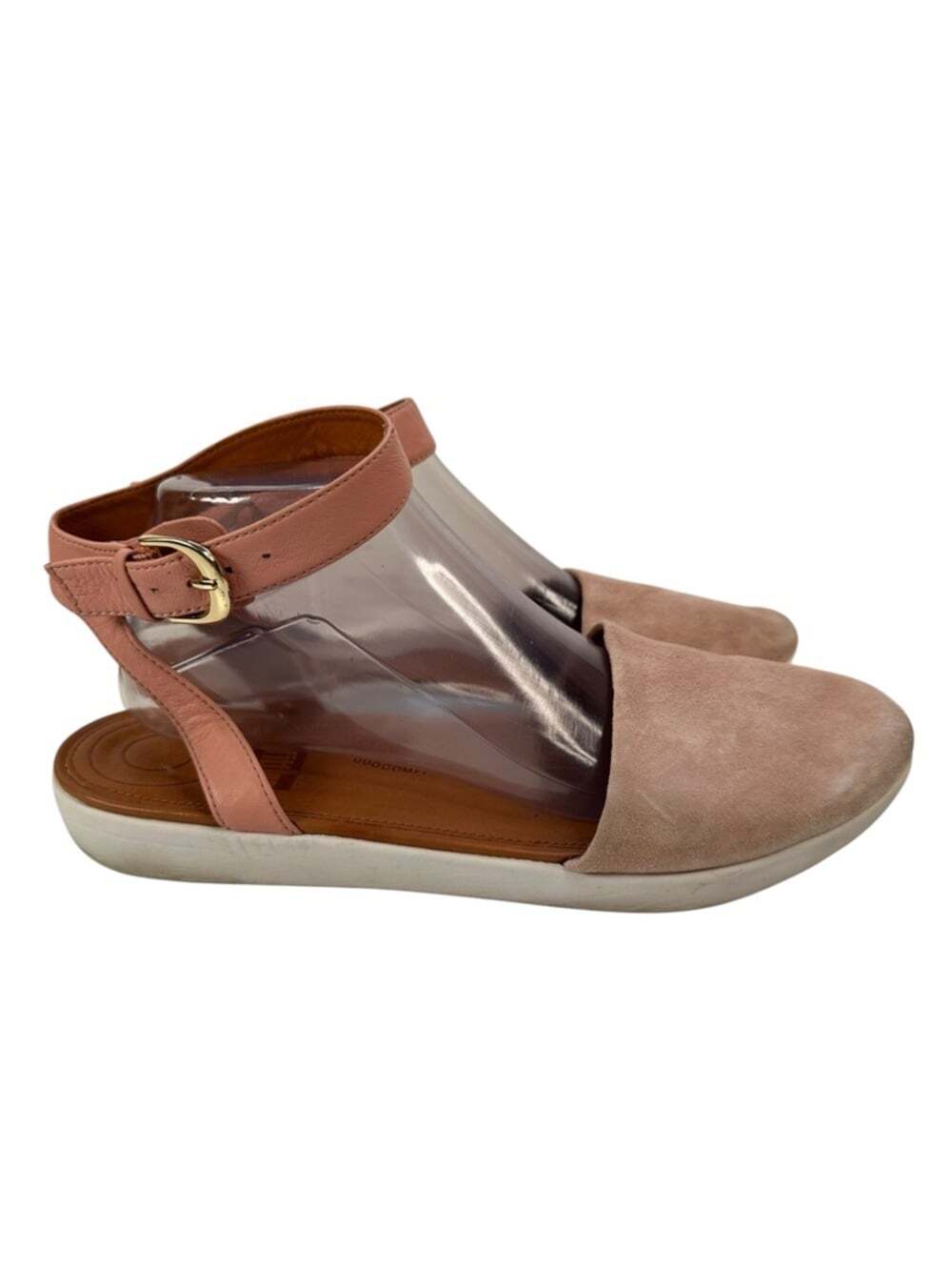 FitFlop Cova Closed Toe Suede Comfort Sandals Blush Pink Ankle Strap Womens 10